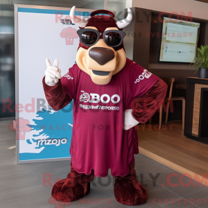 Maroon Zebu-mascottekostuum...