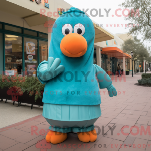 Teal Apricot mascot costume...