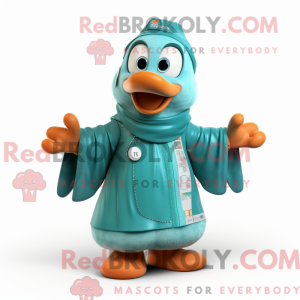 Teal Apricot mascot costume...