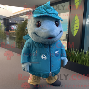 Cyan tun maskot kostume...