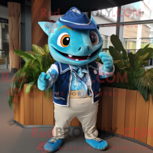 Cyan Tuna mascot costume...