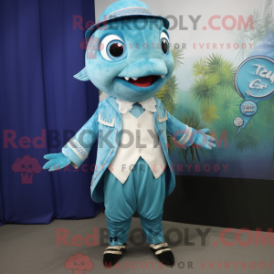 Cyan tun maskot kostume...