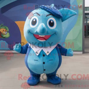 Cyan Tuna mascot costume...