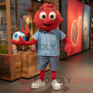 Red Soccer Ball mascot...