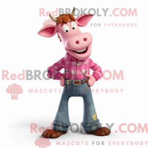 Pink Guernsey Cow maskot...