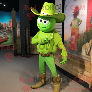 Lime Green Cowboy mascot...