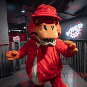 Rød T Rex maskot kostume...
