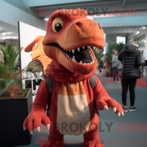 Rød T Rex maskot kostume...