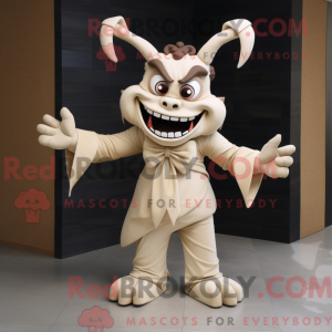 Beige Demon maskot drakt...