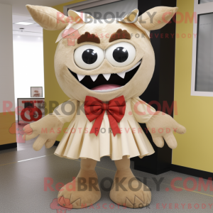 Beige Demon mascot costume...