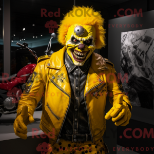 Yellow Evil Clown mascot...