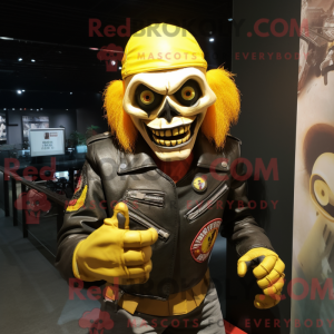 Yellow Evil Clown mascot...