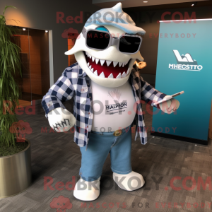 Hvid Megalodon maskot...