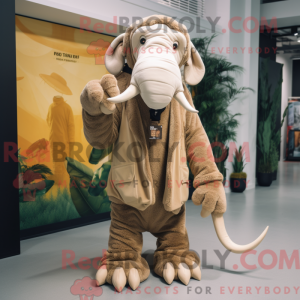 Tan Mammoth maskot kostume...