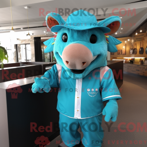 Turquoise Wild Boar mascot...