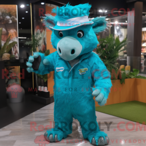 Turquoise Wild Boar mascot...