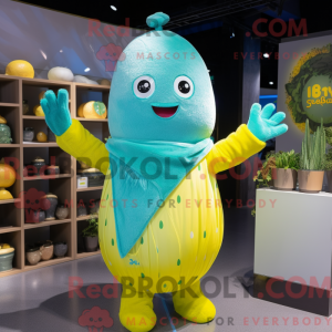 Cyan citron maskot kostume...