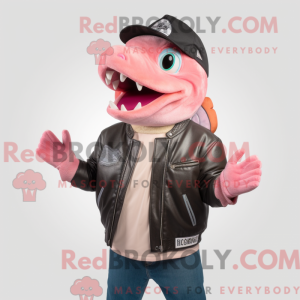 Pink laks maskot kostume...