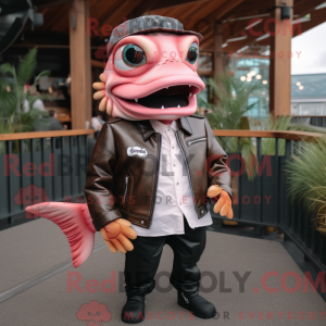 Pink Salmon mascot costume...