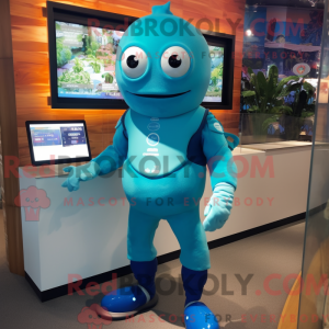 Cyan Pepper mascot costume...