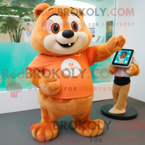 Peach Beaver mascot costume...