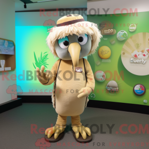 Beige Kiwi maskot kostume...