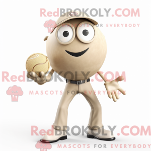 Beige Petanque Ball mascot...