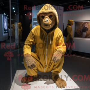 Gold Baboon mascot costume...