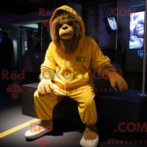 Gold Baboon mascot costume...