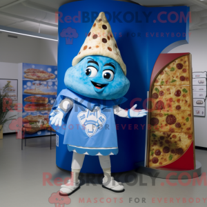 Blue Pizza Slice mascot...