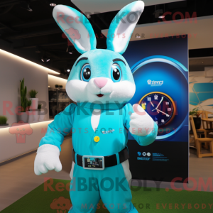 Cyan Rabbit mascot costume...