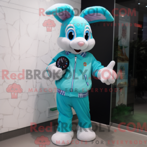 Cyan Rabbit maskot kostume...