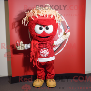 Rød Ramen-maskotdraktfigur...