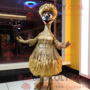 Gold Ostrich mascot costume...