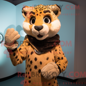 Tan Cheetah maskot kostume...