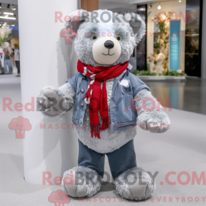Silver Teddy Bear mascot...