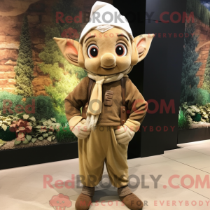 Tan Elf mascot costume...