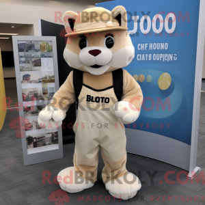 Cream Bobcat mascot costume...