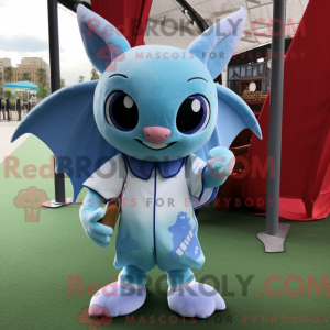 Sky Blue Bat mascot costume...