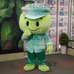 Cyan Cabbage mascot costume...