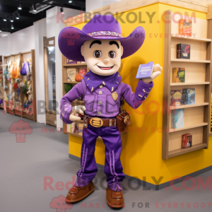 Lilla Cowboy maskot kostume...