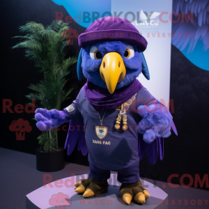 Purple Macaw mascot costume...