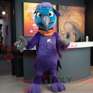 Purple Macaw mascot costume...