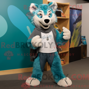Turquoise Say Wolf mascot...
