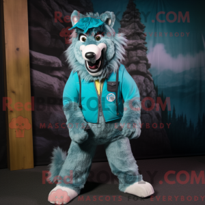 Turquoise Say Wolf mascot...