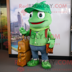 Green Cod mascot costume...