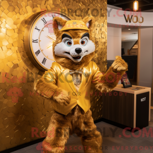 Gold Wolf-maskotdraktfigur...
