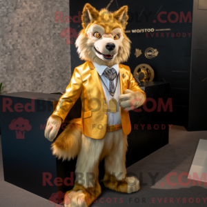 Gold Wolf-maskotdraktfigur...