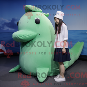 Green Humpback Whale mascot...
