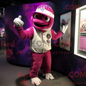 Magenta astronaut maskot...